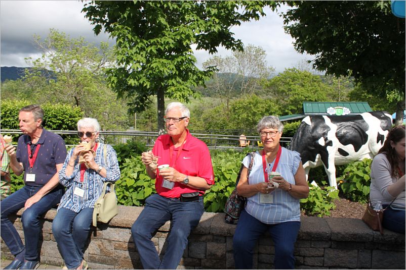 At Ben and Jerry's ice cream plant   /  Bill & Marnie Bickle, Tom Woodworth, and Kate Knudson